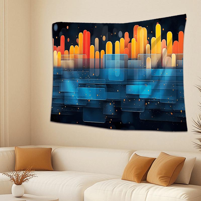 VIKAMA Urban Neon Nightscape Tapestry Wall Hanging Suitable For Living Room Dining Room Live Stream Home Decoration Accent Cloth