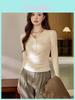 Cotton Long Sleeve T Shirt For Women With Ruffle Details And Round Neck For Office Wear