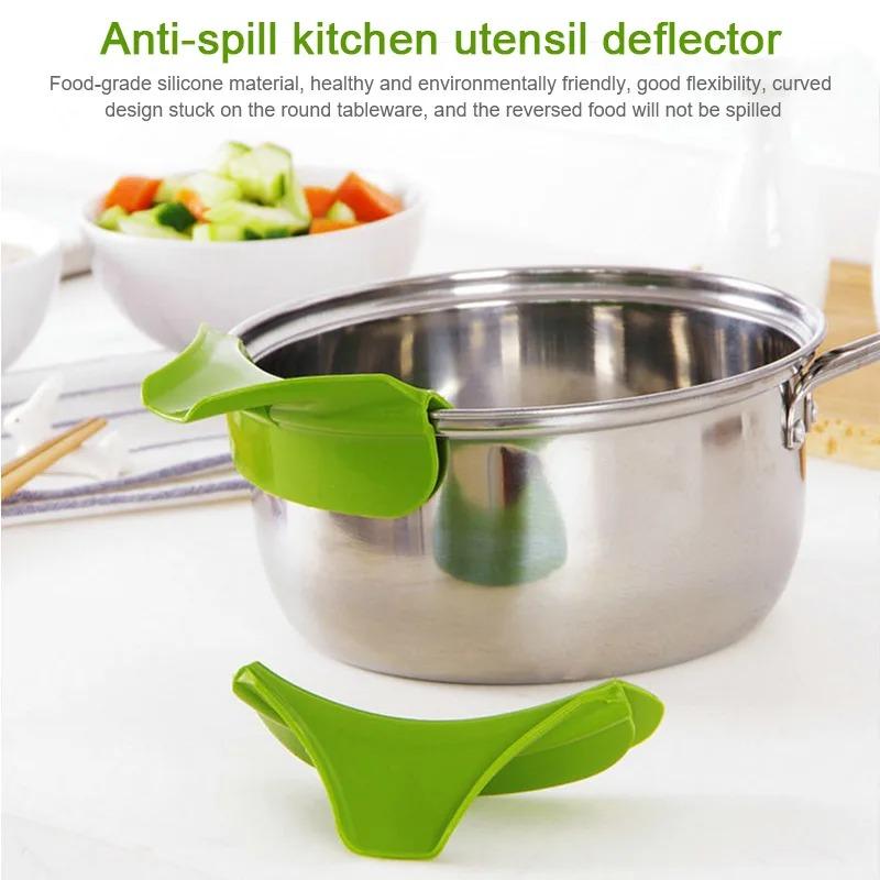 1/3pc Silicone Kitchen Funnel Anti-spill On Pour Soup Spout Funnel Flow Nozzle Pan Leakproof Tool Kitchen Pouring Tools Accessory