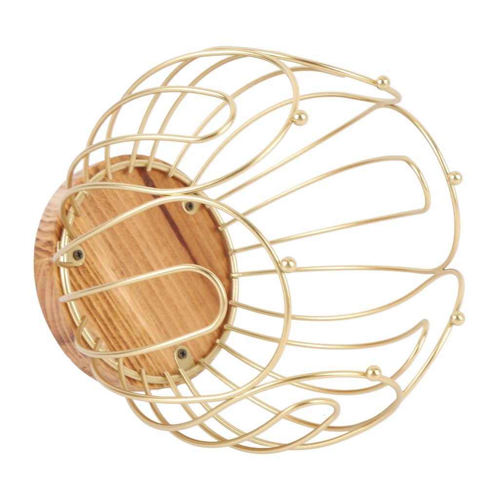 Coffee Pod Holder Basket with Wooden Base Wrought Iron Metal Wire Coffee Capsule Holder for Home Countertop Table