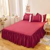 Solid Color Princess Style Brushed Bed Skirt with Dustproof Full Wrap