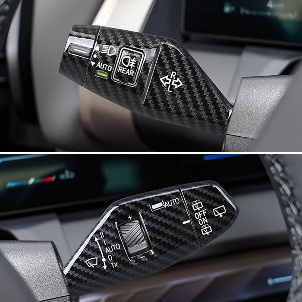 4Pcs Carbon Fiber Steering Wheel Headlight Switch Control Cover for BMW X3 2025 Car Wiper Switch Trim Auto Interior Accessories