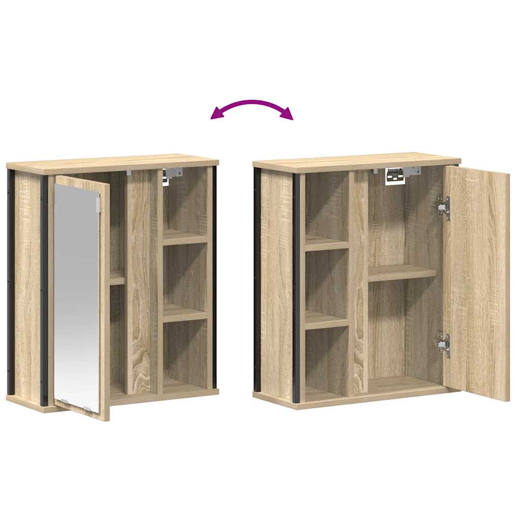 Wall Mounted Bathroom Cabinet with Mirror Sonoma Oak 50 x 21 x 60 cm