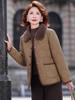Trendy Fur Collar Cotton Jacket: Stylish Short Coat with Velvet Lining for Middle-Aged and Elderly Women