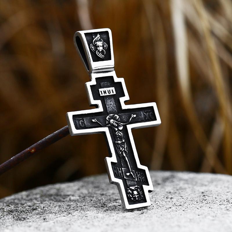 Beier Stainless Steel Men's Christian Christ Jesus Bible Jesus Exorcist Cross Pendant Chain Necklace Jewelry LLLHP199P