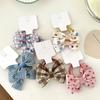 Fabric Handcrafted Bow Hair Ties for Children, Polka Dot Checkered Braided Hair Bands, Girls' Rubber Band Hair Clips