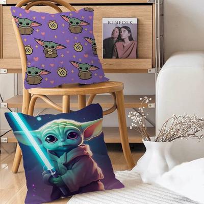 Baby Y-Yoda Pillow Case Removable Washable Cushion Cover – All-Season Soft Linen