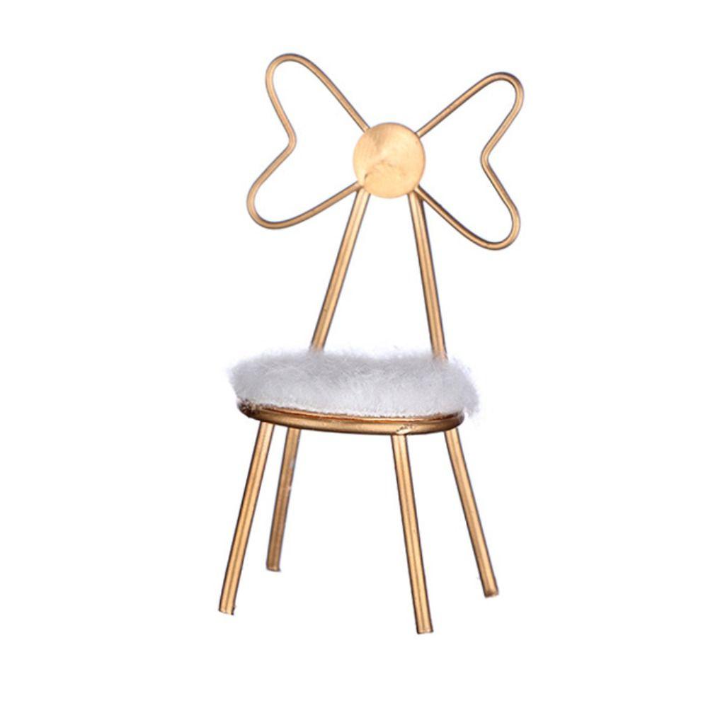 

с плюшевой подушкой 1:12 Кукольный стульчик со спинкой-бабочкой Миниатюрный стульчик для кукольного домика OB11 Аксессуары gold-plush