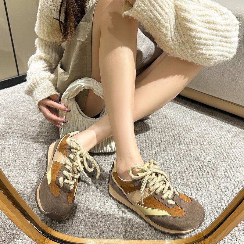 Grape Mother Same Shoes Leather Retro German Training Shoes Forrest Gump Shoes Women's Casual Shoes Breathable Sports Shoes Large Size 41-43