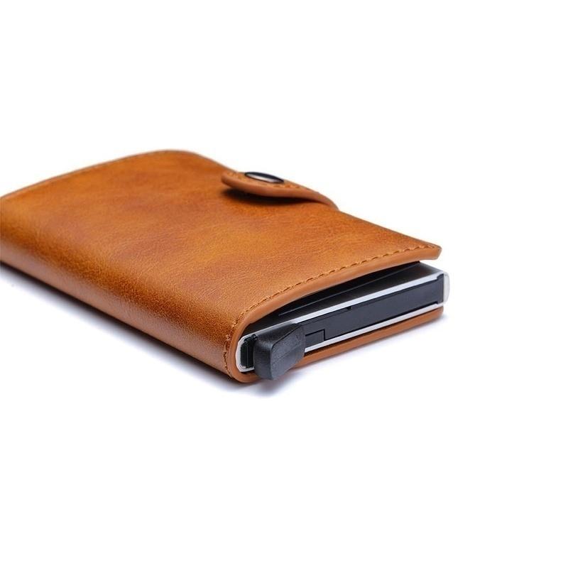 Rfid ID Card Holder Luxury Purse Wallet Men Passport Holder Small Smart Metal Bank Credit Leather Cardholder for Women Card Bag