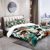 Western Boho Cow Skull Floral Duvet Cover Set (1 Duvet Cover & 1/2 Pillowcase) Soft Bedding Set for Rustic Bedroom Decor