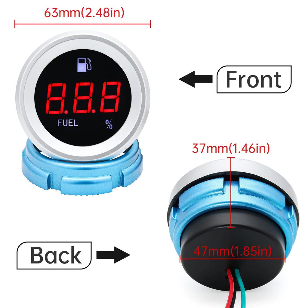 2'' 52MM Car Fuel Level Gauge Voltage Water Temperature Indicator Oil Press Meter Car Accessories for 12V 24V Marine Boat Truck