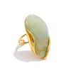 Yhpup Nuevo Diseño Marrón Verde Beige Resina Geométrica Anillo Ajustable Acero Inoxidable PVD Dorado Resistente a la Corrosión Joyería para Dedos Regalo