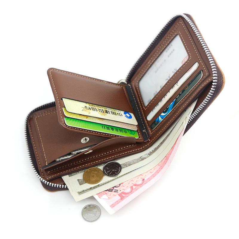 Men's Vintage Frosted PU Bi-fold Zipper Wallet with Coin Purse