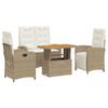 Vidaxl 4-Cz. Gartenmöbel-Set mit Kissen, Beige, Polyrattan
