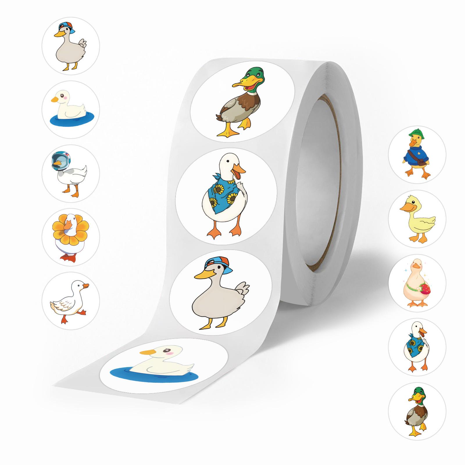 

500 наклеек/рулон Мультяшная утка Животное Рулонные наклейки Награда Детские наклейки Креативная декоративная ручная лента для палатки