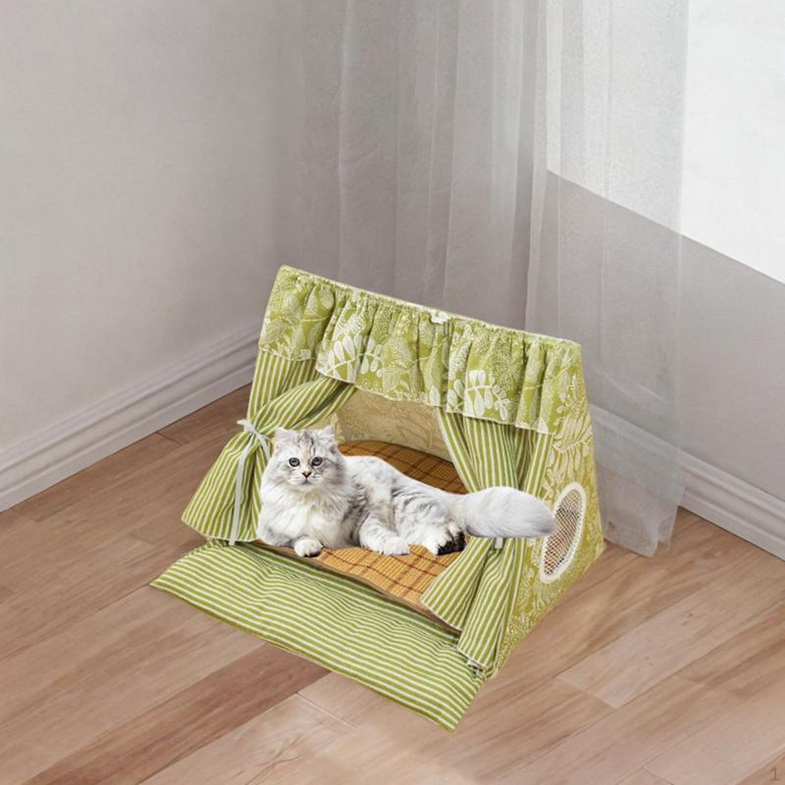 

Палатка для кошек, домик для питомцев, вигвам, кровать для домашних животных, креативная, моющаяся, пещера с занавеской на двери, переносная кровать для собак зелёный