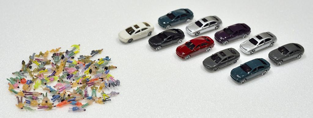 N Gauge Doll Miniature Car Random Set 10 Miniature Scale Perfect for Railway Architectural (100 Dolls, Cars) 1/150 Dioramas, Models, Models, Etc.
