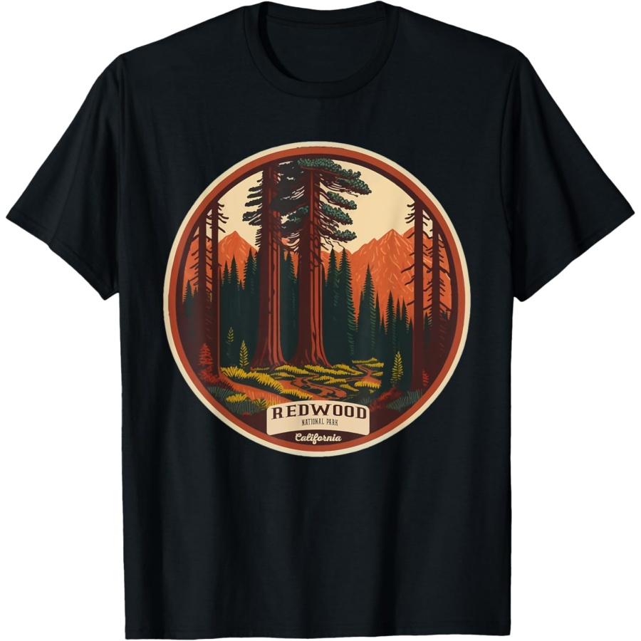 Redwood National Park Hiking Watercolor Vintage Graphic Park T-Shirt XXXXXL чёрный
