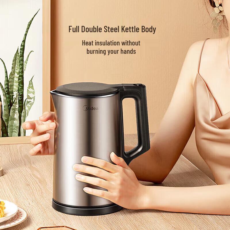 Midea 1.7L 316 Stainless Steel Electric Kettle CN plug (adapter included)