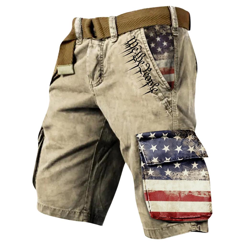 Men's Summer Printed Outdoor Shorts Men's Loose Multi-Pocket Shorts