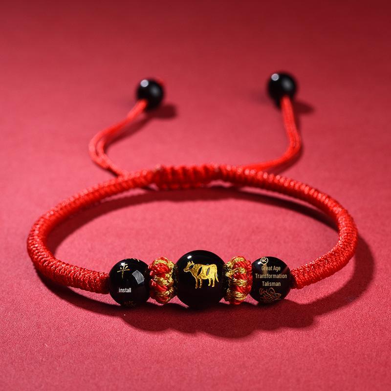 2026 Jahr des Pferdes Rotes Band Armband: Handgeknüpftes Rotes Seil für Tai Sui, Pferd, Ratte, Ochse und Hase