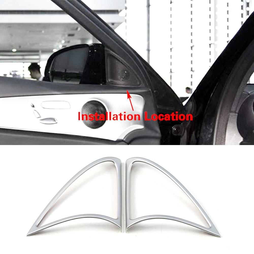 For Mercedes Benz E Class W213 2016 2020 Car Interior Door Audio Speaker Decorate Frame Trim Cover Ring Matte Silver Color Refit