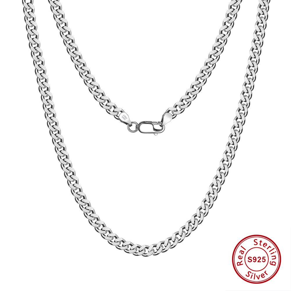 

Effie Queen Soild 925 Sterling Silver 3.6/5/7MMmm Diamond-cut Curb Cuban Link Chain Choker Necklace Simple Jewelry Unisex SC36 40cm