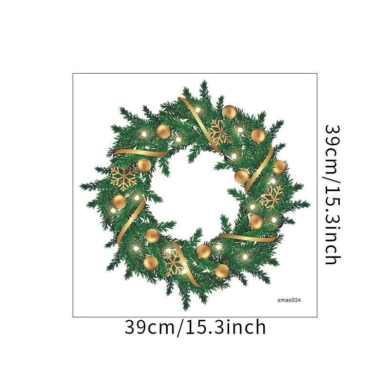 Festive Christmas Wreath & Flowers Self-Adhesive Wall and Door Sticker