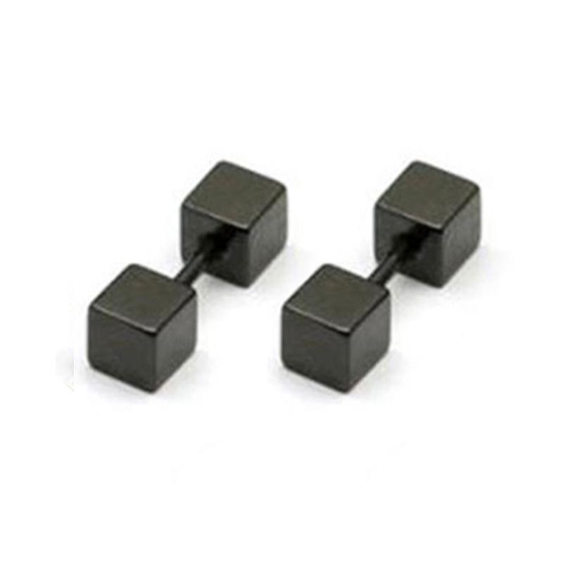 2Pcs Geometric Double-sided Square Stud Earrings For Women/Men Stainless Steel Screw Fine Ear Pin Small Ear Bone Stud Jewelry
