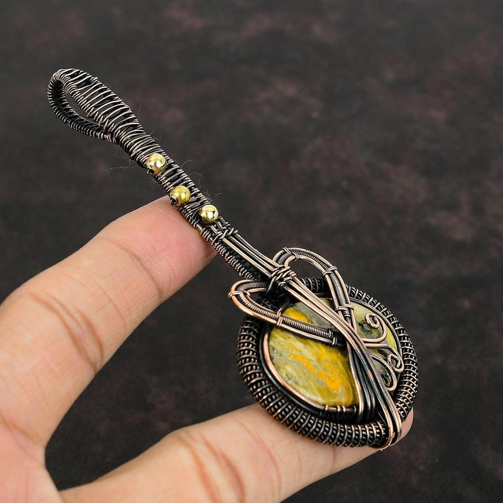 Hummel Jasper Anhänger Kupferdraht Umwickelter Anhänger Edelstein Kupfer Schmuck Erstaunlicher Gitarren Anhänger Handgefertigter Drahtwickel Schmuck Geschenk Für Sie