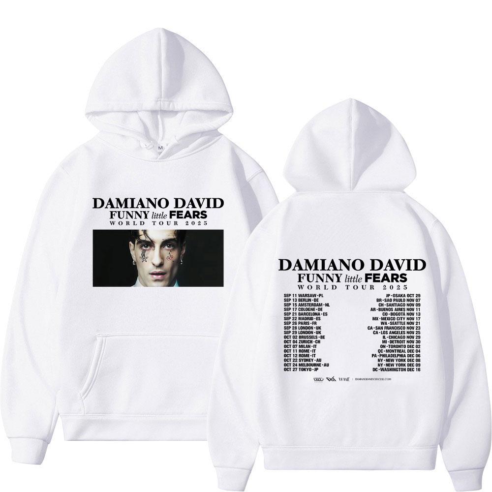 Singer DAMIANO DAVID FUNNY Little FEARS Album Tour 2025 Graphic Vintage Hoodie Men Fashion Punk Pullover Hip-hop Sweatshirt Tops