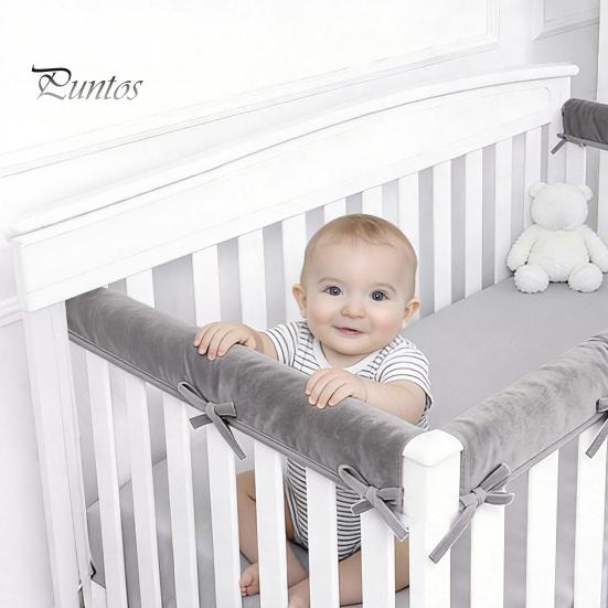 Baby Crib Bumper Pads 3 Pcs Bumper, Soft Cotton Breathable Sleep Barrier Child Safety Strip for Toddlers, Liner Edge Protector with Adjustable