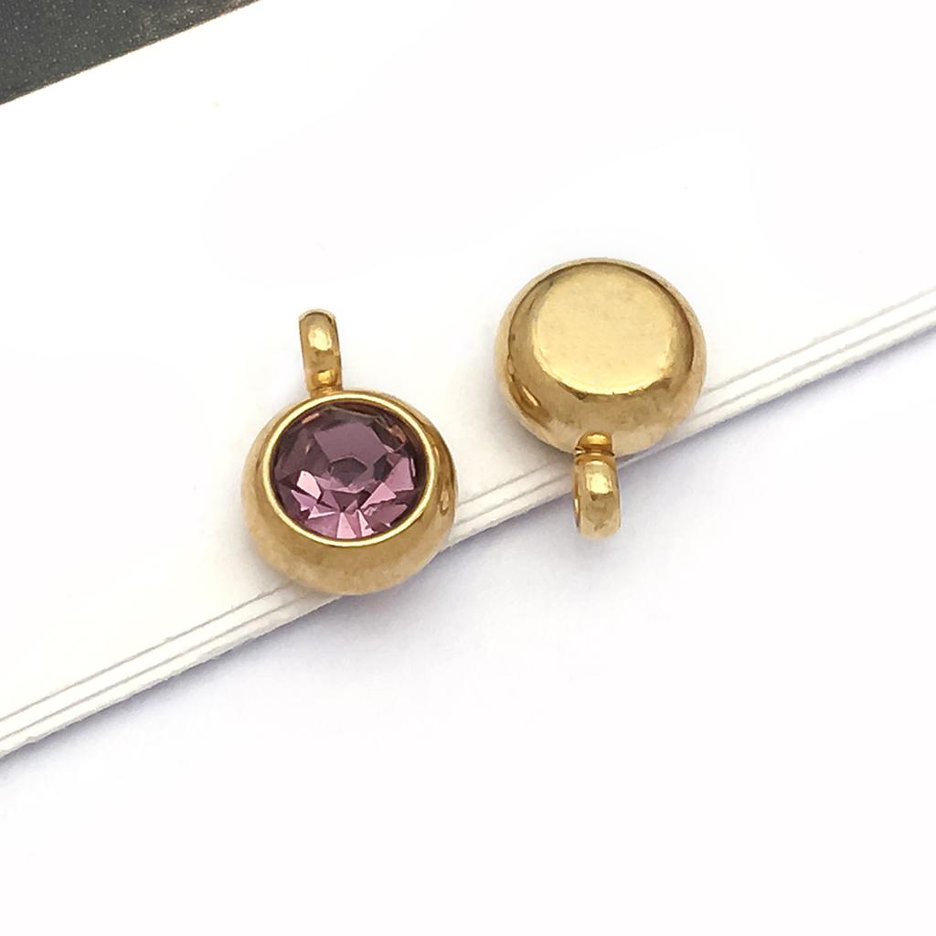 DIY alloy jewelry accessories inlaid with colored diamonds, twelve-star birthstone, birthstone, zodiac stone necklace, bracelet, small pendant.