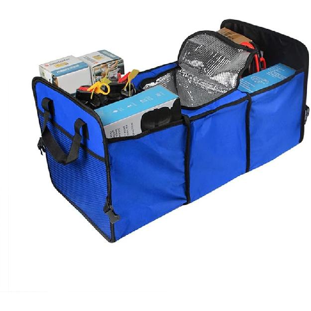 Car Trunk Organizer, Portable Foldable Waterproof Auto Storage Bag With 3 Compartments, Collapsible Cargo Trunk Groceries Organizer, Car Accessories