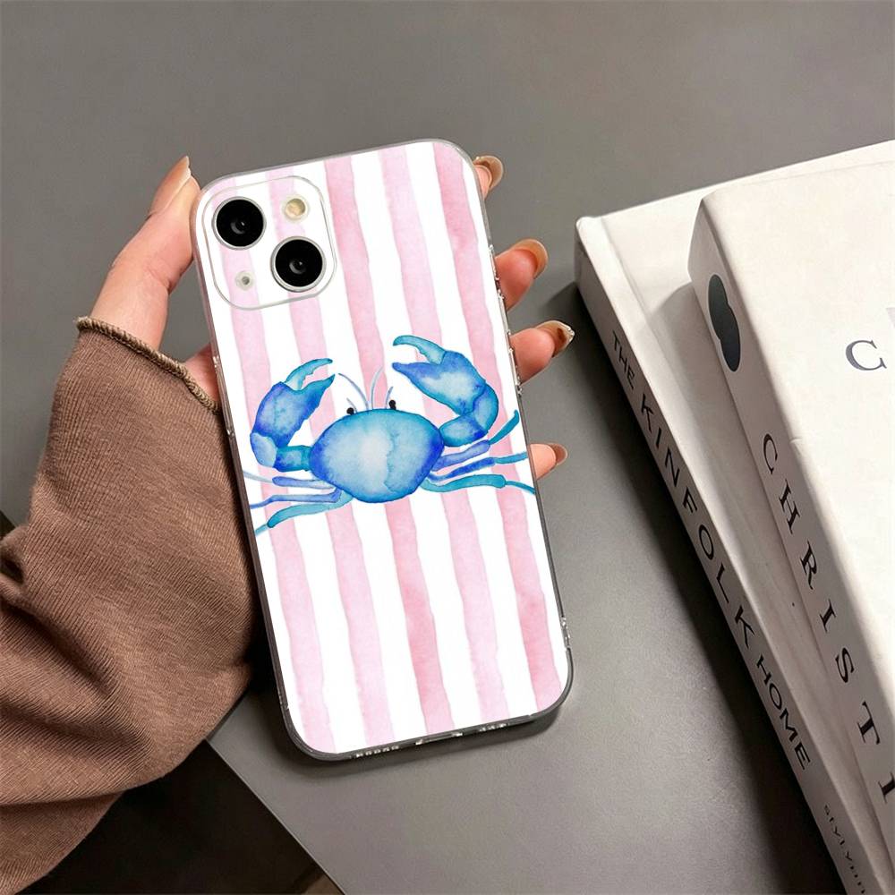 Marine life, crabs, lobsters Phone Case For iPhone17,16,15,14,13,12,11 Plus,Pro Max Soft Transparent Cover iPhone11PROMAX