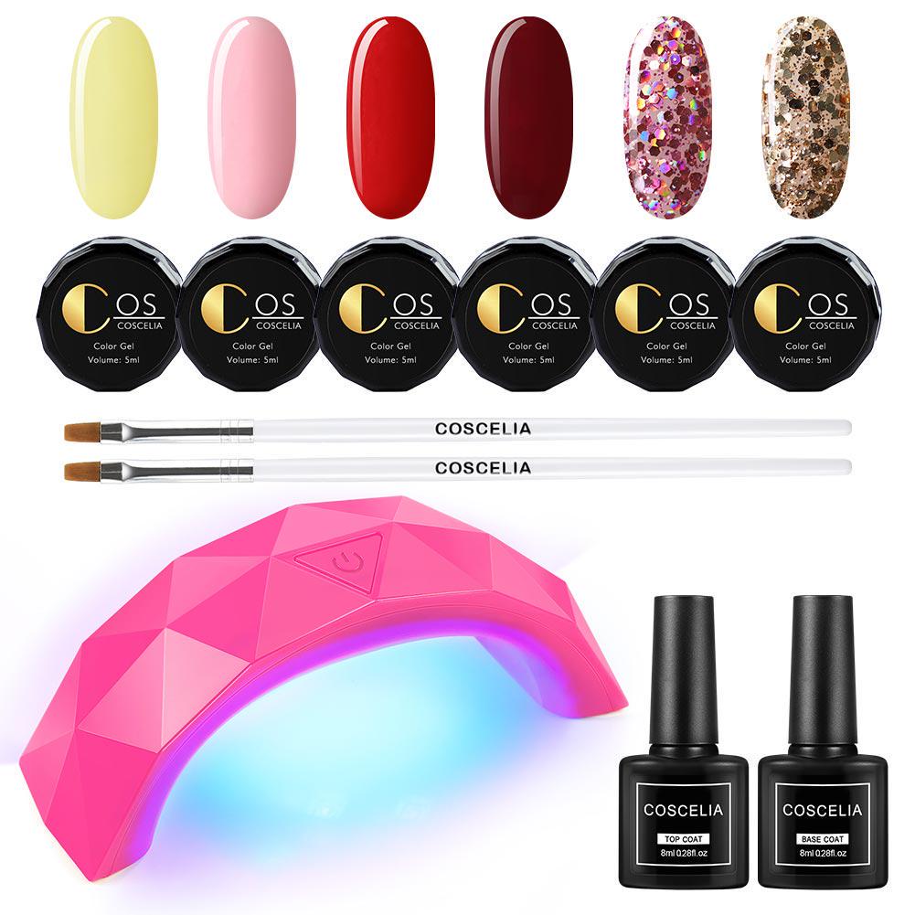 Buy 9W LED Nail Polish Lamp 6 Packs UV Gel Nail Polish Set Kit Absorbs Gel Varnish for Nail