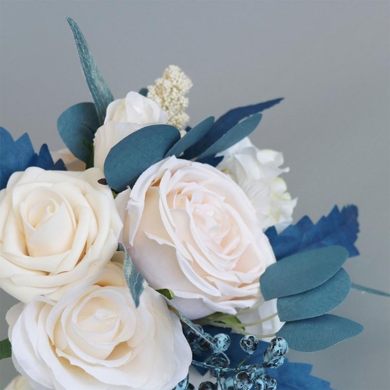 Artificial Rose Silk Flowers Glorious Flower Bouquets for Wedding Party Bridal 11'' Wedding Romantic Blue Theme Wedding