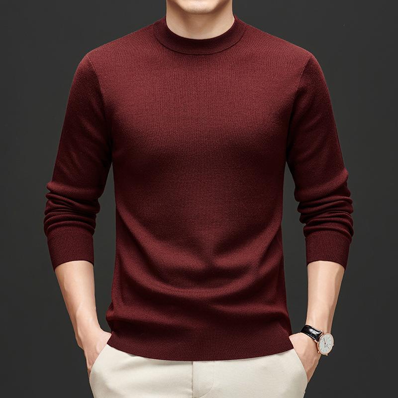 

Men s Autumn and Winter High-end Sweater Bottoming Knitted Sweater M фуксия