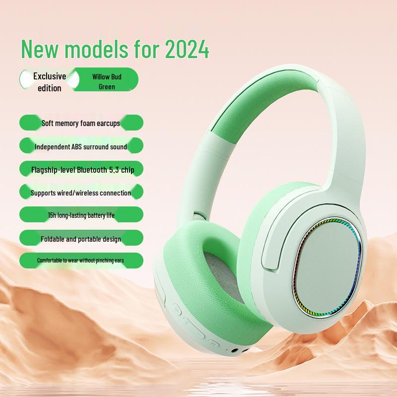 New Wireless Over-Ear Bluetooth Gaming Headset with Noise-Cancelling and Card Slot