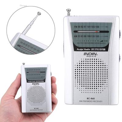 Mini Portable Pocket AM FM Radio Speaker Telescopic Antenna 3.5mm Earphone Jack