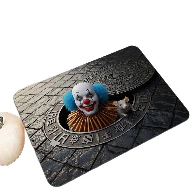 Durable Halloween Clown Doormat: Dirt & Wear-Resistant, Easy-Clean Entryway Floor Mat.