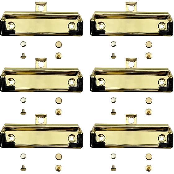 6 Pack Black Metal Clipboard Clips, 4.72" (12cm) Mountable Stainless Steel Clipboard Hardware with Rubber Grip and Hanging Hole for Document File