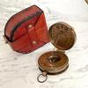 Handmade  Brass Sundial Compass with Leather Case Pocket Compass Gift for Him