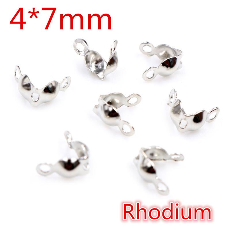 200pcs Connector Clasp Fitting 4*7mm Ball Chain Calotte End Crimps Beads Connector Components For DIY Jewelry Making Supplies
