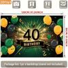 2D 40th Birthday Party Backdrop Green Gold Balloon & Crown Themed Photography Background