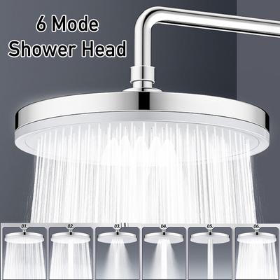 Soffione Doccia a Cascata 6 Modalità Alta Pressione Pioggia Dall'alto Soffione Doccia a Pioggia Bagno Rotazione 360° Soffione Doccia a Getto Ampio