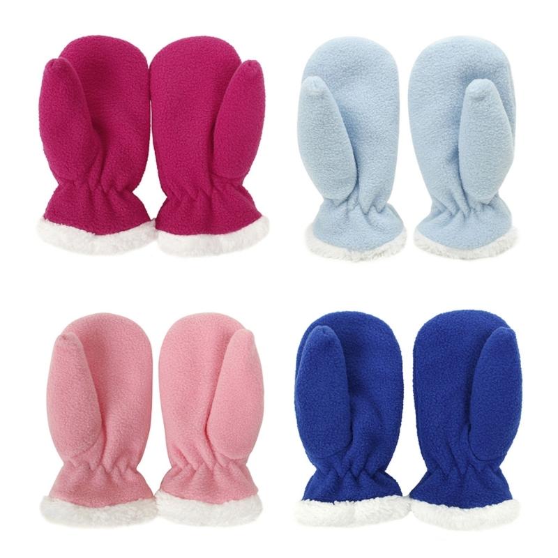 Solid Color Gloves Warm Full Finger Mitten Simple Winter Outdoor Gloves Fuzzy Plush Gloves for Boys Girls Multi Size