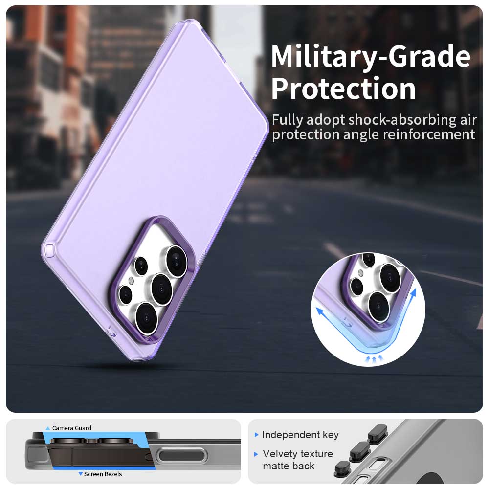 

For Samsung Galaxy S25 Ultra Case PC+TPU+PET Matte Anti-Drop Phone Back Cover Purple