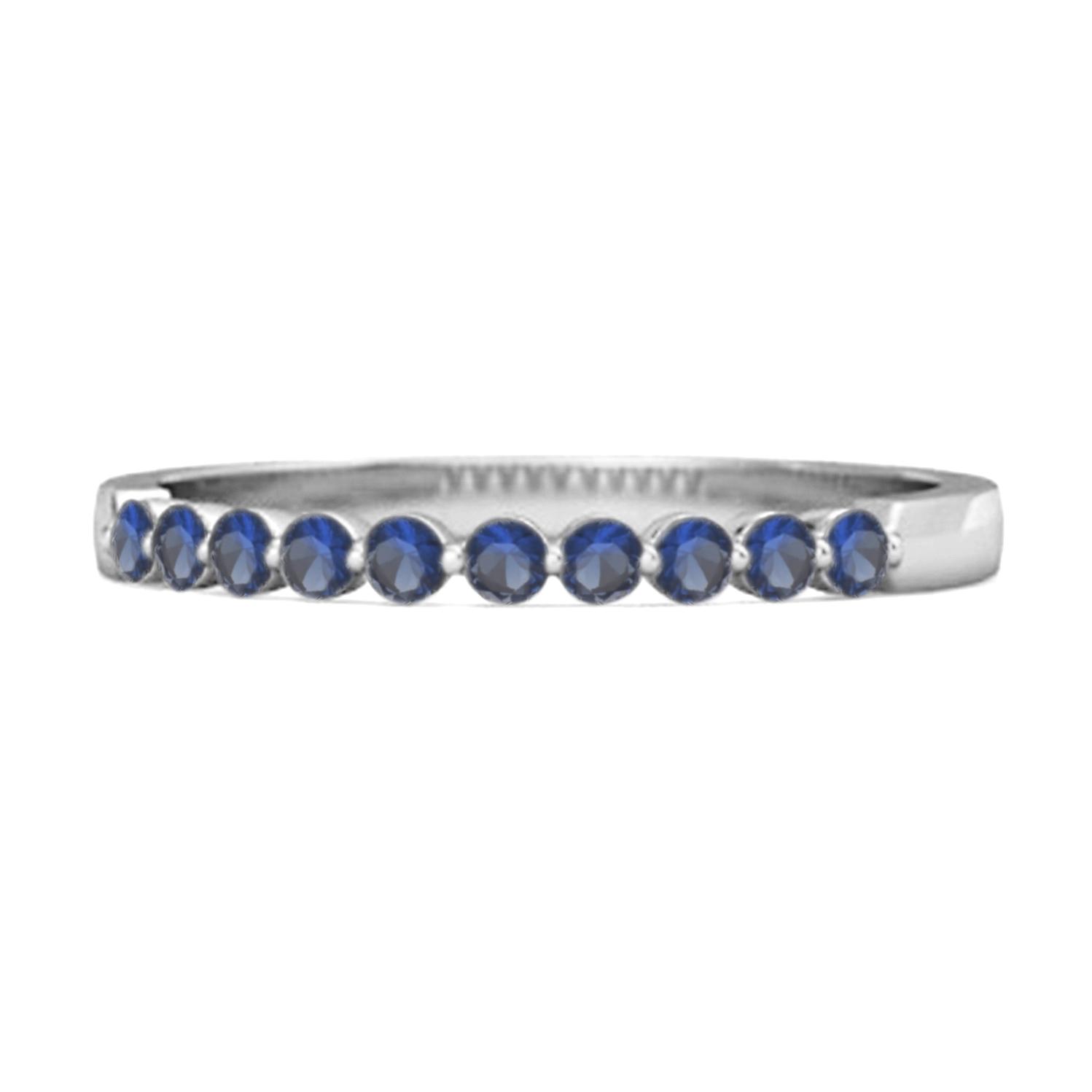 Blue Sapphire Half Eternity Design Band Ring - 925  Sterling Silver 8 белый
